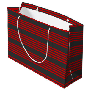 Rood en houtskool met vijf strippen groot cadeauzakje
