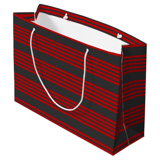 Rood en houtskool met vijf strippen groot cadeauzakje (Achterkant Gekanteld)