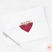 Rood en Ivoor Bloemen Hart Gevormde Sticker (Envelop)