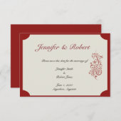 Rood en Ivoor Filigraan  Save the Date (Voorkant / Achterkant)