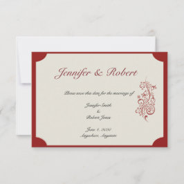 Rood en Ivoor Filigraan Save the Date