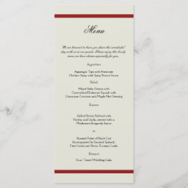Rood en Ivoor Filigraan Vintage Bruiloft Menu
