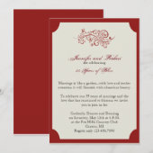 Rood en ivoor Filigree Scroll Jubileum Kaart (Voorkant / Achterkant)