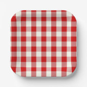 Rood- en Ivoorkust — Gingham Check Pset Papieren Bordje (Voorkant)
