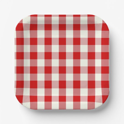 Rood- en Ivoorkust — Gingham Check Pset Papieren Bordje (Voorkant)
