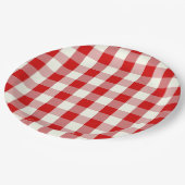 Rood- en Ivoorkust — Gingham Check Pset Papieren Bordje (Gekanteld)