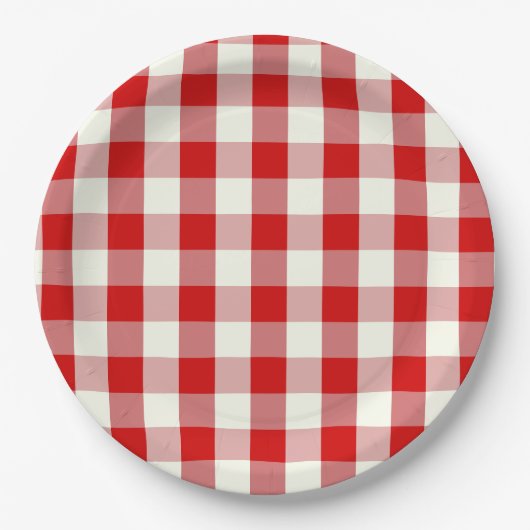 Rood- en Ivoorkust — Gingham Check Pset Papieren Bordje (Voorkant)