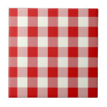 Rood- en Ivoorkust — Gingham Check Pset Tegeltje<br><div class="desc">Moderne lente picknick trend,  met gingham geruite tartan patroon in rode en ivoren kleuren.</div>