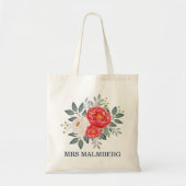 Rood- en ivoren flesbotanische Bouquet-leraren Tote Bag (Voorkant)
