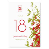 Rood- en Jade Green Bamboo Leaves Shuang Xi Weddin Kaart (Voorkant)