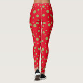 Rood en kalkgroen Polka Gedotteerde Leggings (Achterkant)