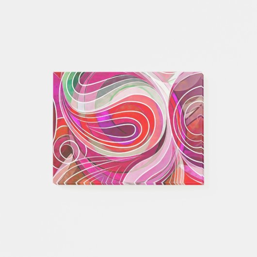 Rood en karmozijnrode Doodle met witte lijnen Post-it® Notes (Voorkant)