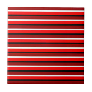 Rood en kastanjebruin rood strepen patroon ontwerp tegeltje