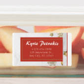 Rood en Kerstmis Achtergrond Adres Label (Aangebracht)