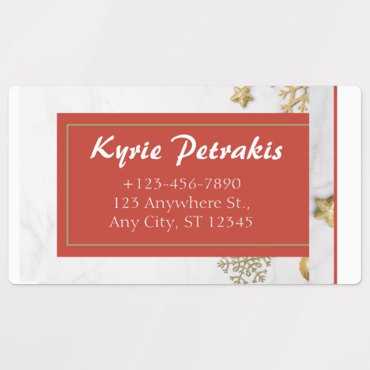 Rood en Kerstmis Achtergrond Adres Label (Design 1)