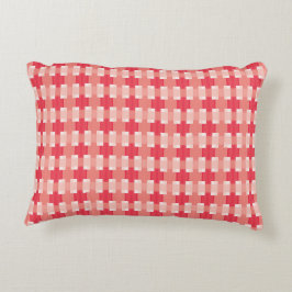 Rood en koraal Plaid Accent Kussen