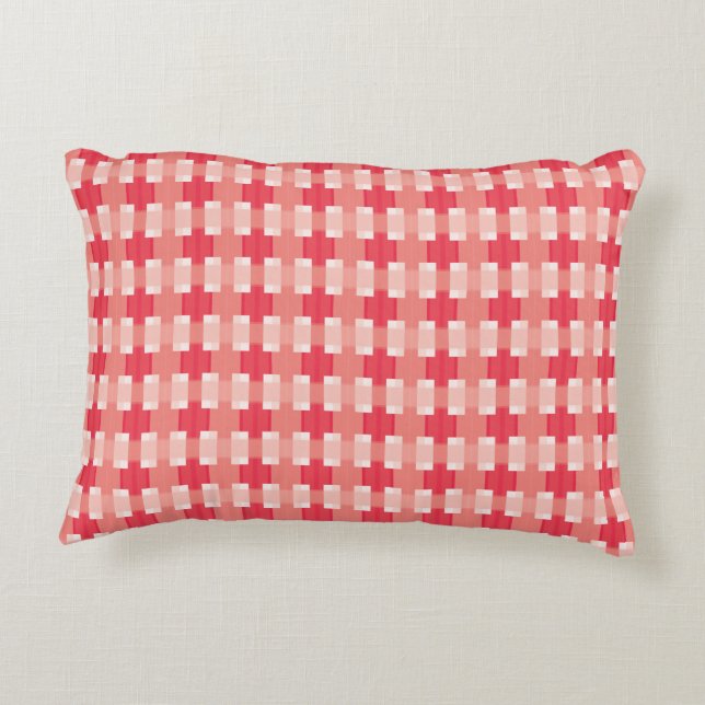 Rood en koraal Plaid Accent Kussen (Achterkant)