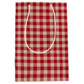 Rood en Kraft Country Gingham Kerstmis Medium Cadeauzakje (Voorkant)