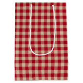 Rood en Kraft Country Gingham Kerstmis Medium Cadeauzakje (Achterkant)