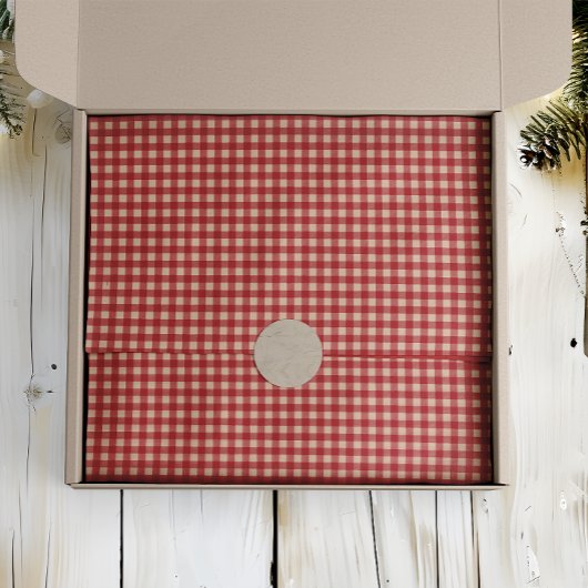 Rood en Kraft Country Gingham Kerstmis Tissuepapier
