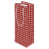 Rood en Kraft land gingham Kerstmis Wijn Cadeautas (Achterkant Gekanteld)