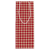 Rood en Kraft land gingham Kerstmis Wijn Cadeautas (Achterkant)