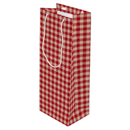 Rood en Kraft land gingham Kerstmis Wijn Cadeautas