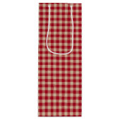 Rood en Kraft land gingham Kerstmis Wijn Cadeautas (Voorkant)
