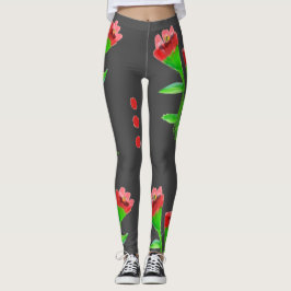 Rood en leder leggings