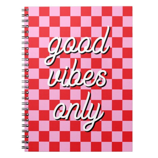 Rood en Licht Roze Geruit Notitieboek (Voorkant)