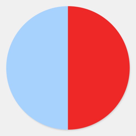 Rood en lichtblauw kleurenblok ronde sticker (Voorkant)