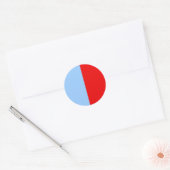 Rood en lichtblauw kleurenblok ronde sticker (Envelop)