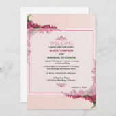 Rood en lichtroze Bloemen Rustiek Huwelijk Kaart (Voorkant / Achterkant)