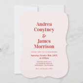 Rood en Lichtroze Bruiloft Kaart (Voorkant)