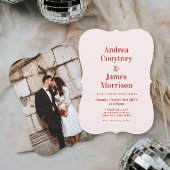 Rood en Lichtroze Bruiloft Kaart