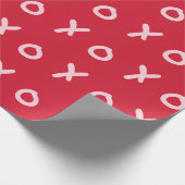 Rood en lichtroze X O XO XO's Trendy Cute Cadeaupapier (Hoek)