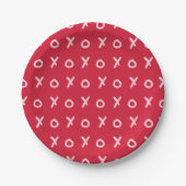 Rood en lichtroze X O XO XO's Trendy Cute Papieren Bordje (Voorkant)