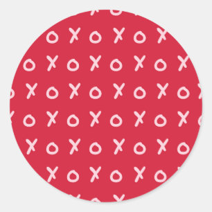 Rood en lichtroze X O XO XO's Trendy Cute Ronde Sticker