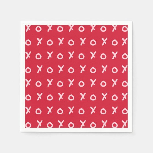 Rood en lichtroze X O XO XO's Trendy Cute Servet (Voorkant)
