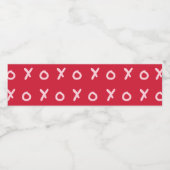 Rood en lichtroze X O XO XO's Trendy Cute Waterfles Etiket (Enkel label)