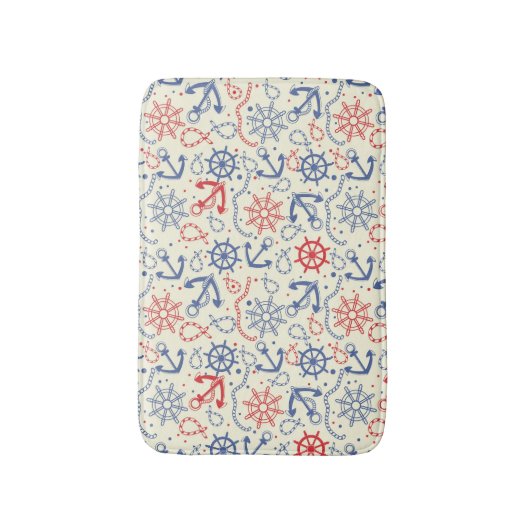 Rood- en marineachtergrond met anker badmat (Voorkant Verticaal)