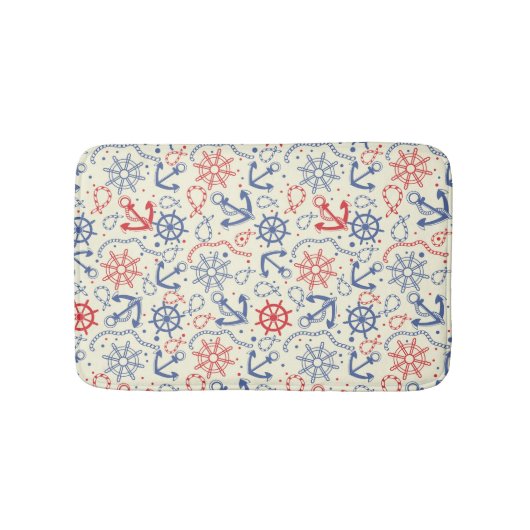 Rood- en marineachtergrond met anker badmat (Voorkant)