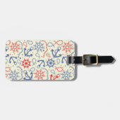 Rood- en marineachtergrond met anker bagagelabel (Voorkant horizontaal)