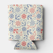 Rood- en marineachtergrond met anker blikjeskoeler (Achterkant)