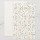 Rood- en marineachtergrond met anker briefpapier (Voorkant / Achterkant)