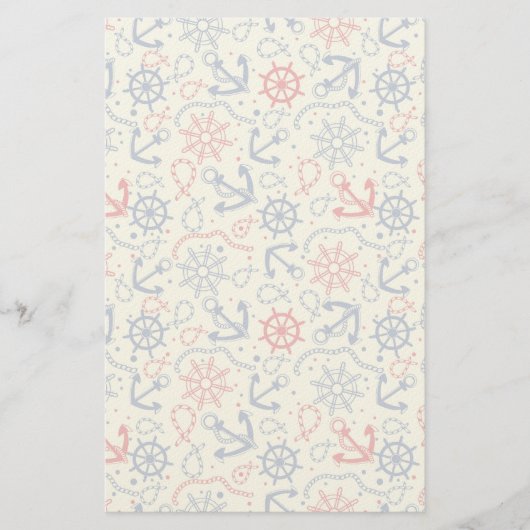 Rood- en marineachtergrond met anker briefpapier (Voorkant)