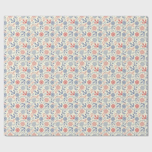 Rood- en marineachtergrond met anker cadeaupapier (Vlak)