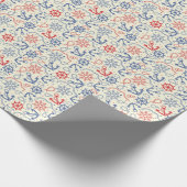 Rood- en marineachtergrond met anker cadeaupapier (Hoek)