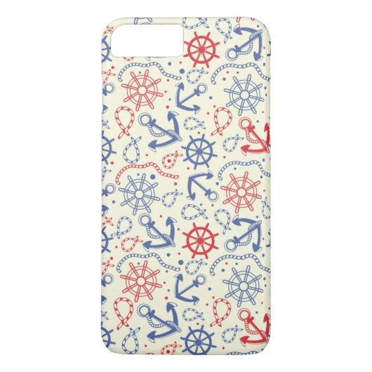 Rood- en marineachtergrond met anker Case-Mate iPhone case (Achterkant)