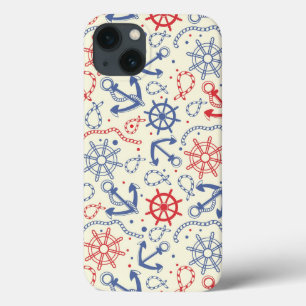 Rood- en marineachtergrond met anker Case-Mate iPhone case